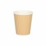 Koffiebeker karton bruin kraft geribbeld b - 360 graden presentatie