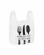 Hemddraagtas HDPE Amazing Food wit 27/6 x 48 cm 16 my
