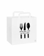 Papieren draagtas Amazing Food wit 26 x 17 x 26 cm - 70 g/m²