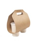 Draagtray bruin kraft voor 2 bekers 465 x 225 mm