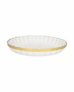 Fruitschaal karton met hoepel rond wit / goud 30 cm