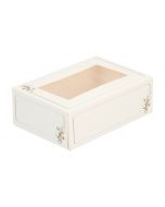 Gebaksdoos rechthoekig wit / goud 24 x 16 x 8 cm