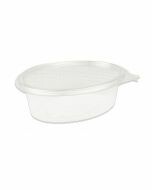 Ovale bak kristalhelder transparant met deksel 500 cc - 165 x 130 x 55 mm - APET