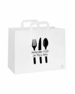 Papieren draagtas Amazing Food wit 32 x 17 x 25 cm - 70 g/m²