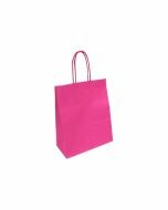 Papieren draagtas fuchsia met koord 18+8 x 22 cm - 90 g/m²