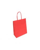 Papieren draagtas rood met koord 18+8 x 22 cm - 90 g/m²