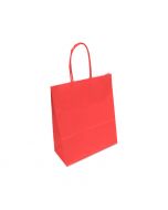 Papieren draagtas rood met koord 22+10 x 31 cm - 90 g/m²