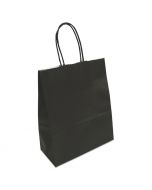 Papieren draagtas zwart met koord 32+12 x 41 cm - 100 g/m²