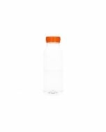 PET fles transparant met oranje dop 250 cc