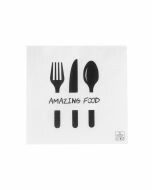 Servet Amazing Food vierkant wit 33 x 33 cm - 1-laags -1/4 vouw