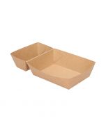 Snackbakje karton bruin kraft met sausvakje (90+25) x 63 x 32 mm - A7+1 / A23