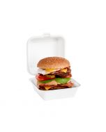 Suikerriet hamburgerbox wit 150 x 150 x 75 mm - bagasse