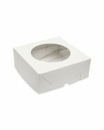 Taartdoos wit zwanenhals vierkant met venster 26 cm