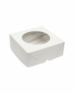 Taartdoos wit zwanenhals vierkant met venster 30 x 30 x 10 cm- karton / OPS