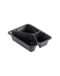 Duni Cater line menubak PP 3-vaks zwart 227 x 178 x 50 mm - 530 + 325 + 235 ml
