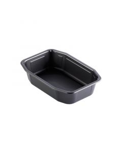 Duni maaltijd tray PP 1-vaks zwart 215 x 148 x 50 mm - 1.035 ml