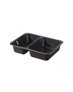 Duni menubak CPET 2-vaks zwart 225 x 175 x 43 mm - 655 + 455 ml