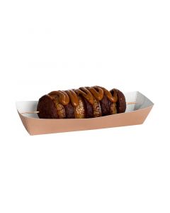 Frikandelbakje karton bruin/wit 195 x 55 x 35 mm - A16