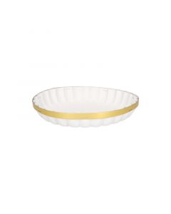 Fruitschaal karton met hoepel rond wit / goud 23 cm