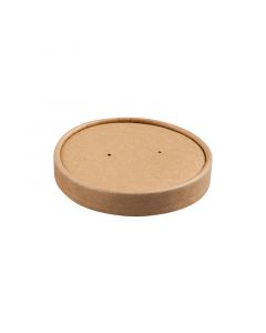 Kartonnen deksel bruin kraft geventileerd 90 mm voor kartonnen soepbeker bruin kraft 375 ml