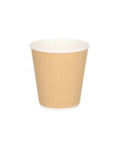 Koffiebeker karton 300 cc bruin kraft geribbeld