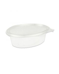 Ovale bak kristalhelder transparant met deksel 500 cc - 165 x 130 x 55 mm - APET