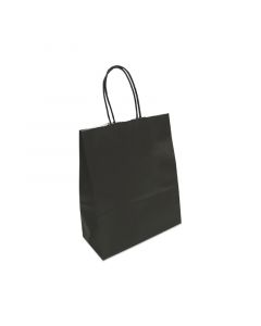 Papieren draagtas zwart met koord 22+10 x 31 cm - 90 g/m²