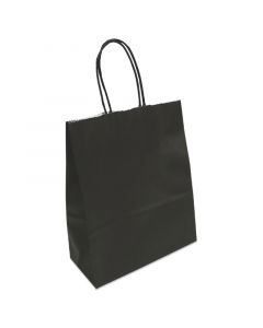 Papieren draagtas zwart met koord 32+12 x 41 cm - 100 g/m²