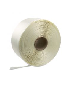 Polyester omsnoeringsband hotmelt wit 19 mm - kern 76 mm - 600 m