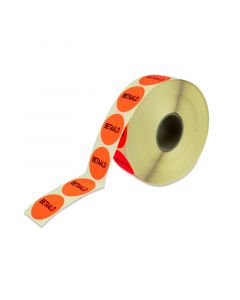 Ronde betaald stickers op rol fluor rood Ø 36 mm - permanent