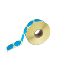 Ronde stickers op rol fluor blauw Ø 36 mm - permanent