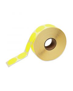 Ronde stickers op rol fluor geel Ø 62 mm - permanent
