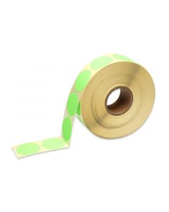Ronde stickers op rol fluor groen Ø 62 mm - permanent