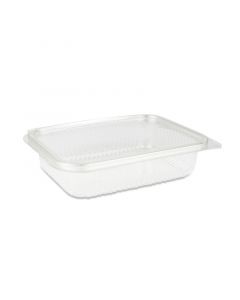 Rechthoekige bak kristalhelder transparant met deksel 600 cc - 185 x 135 x 35 mm - APET