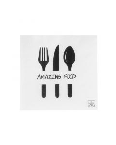 Servet Amazing Food vierkant wit 33 x 33 cm - 1-laags -1/4 vouw