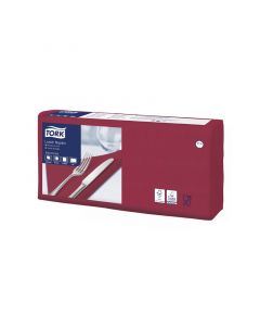 Tork servet vierkant bordeaux rood 477213 - 33 x 33 cm - 2-laags - 1/4 vouw