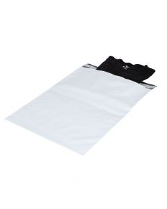 Verzendzak plastic wit - zwart met enkele kleefstrip