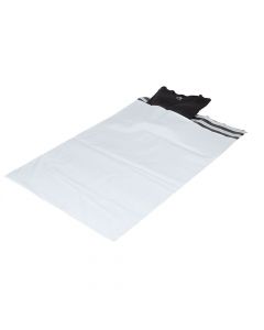 Verzendzak plastic wit / zwart met enkele kleefstrip