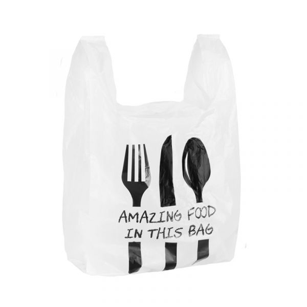 Hemddraagtas HDPE Amazing Food wit