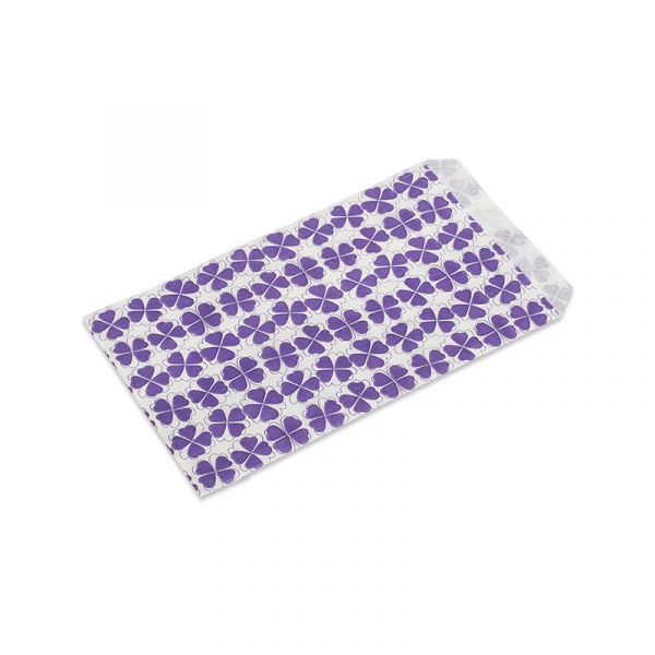 Cadeauzakje vlak klaverblad lila