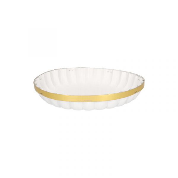 Fruitschaal karton met hoepel rond wit / goud