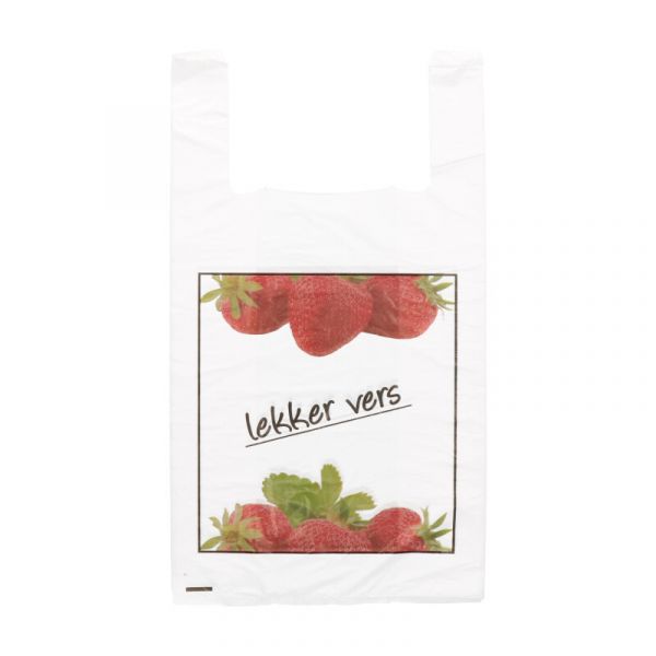 Hemddraagtas HDPE Aardbeien Lekker vers