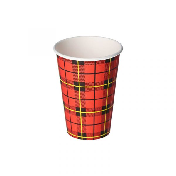 Kartonnen koffiebeker Schotse ruit
