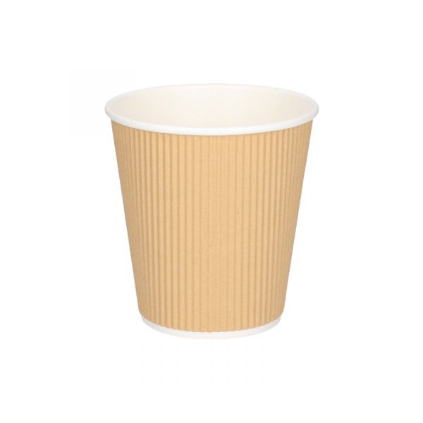 Koffiebeker karton bruin kraft geribbeld