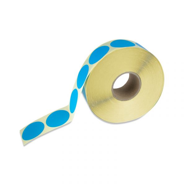 Ronde stickers op rol fluor blauw