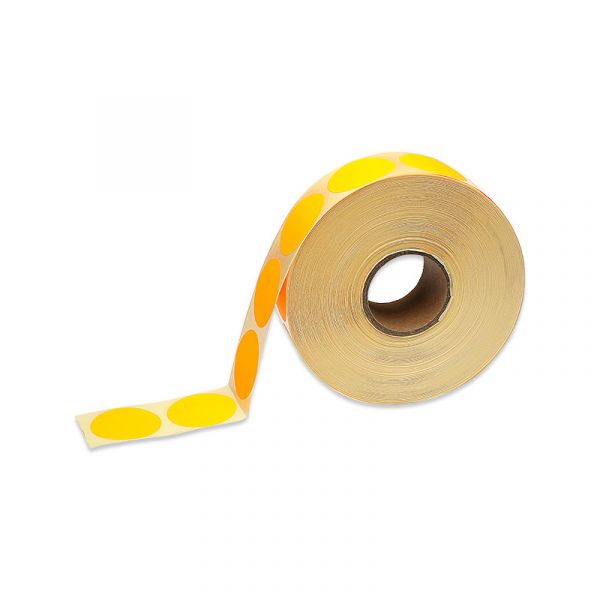 Ronde stickers op rol fluor oranje
