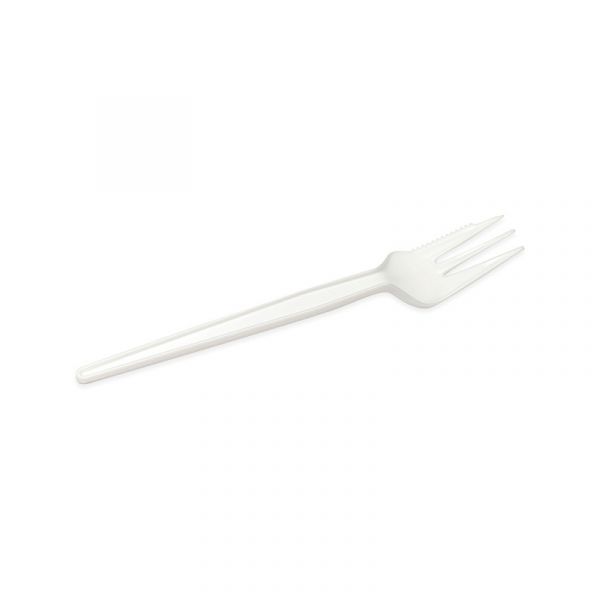Snackvork plastic met snijrand wit