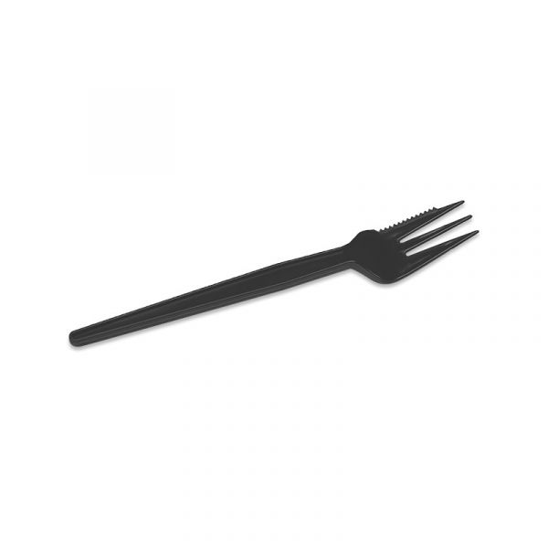 Snackvork plastic met snijrand zwart