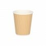 Koffiebeker karton bruin kraft geribbeld 200 cc