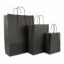 Papieren draagtas zwart met koord 18+8 x 22 cm - 90 g/m²